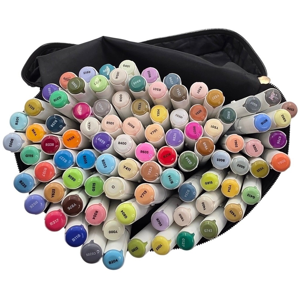 Caliart Dual Tip Art Markers Set Alcohol Based Broad and Fine Tips with Case N4